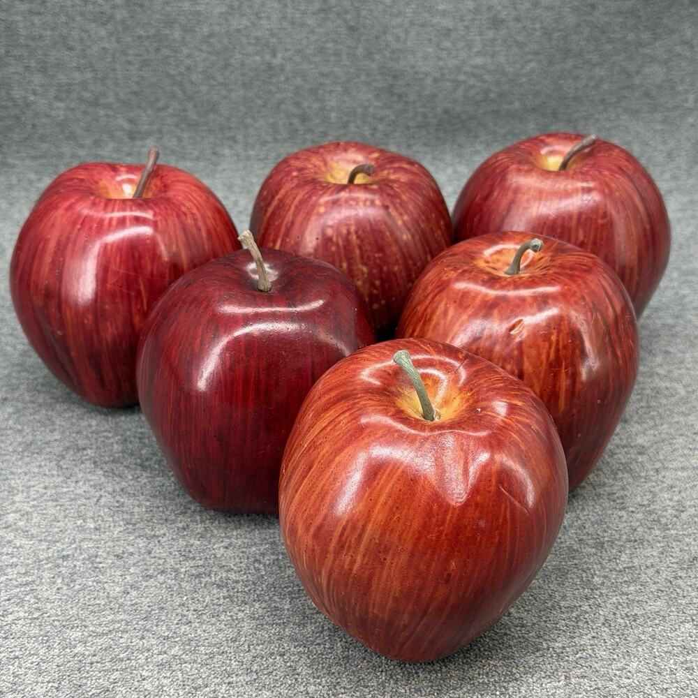 Authentic Looking Faux Red Apples Fallen From The Tree Vibes 6pc Kitchen Decor